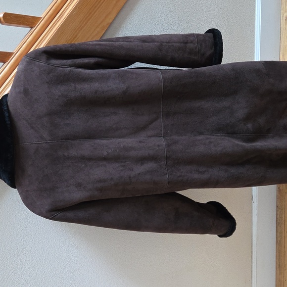 Blue Duck Brown Suede & Black Shearling Coat-M - Picture 3 of 6